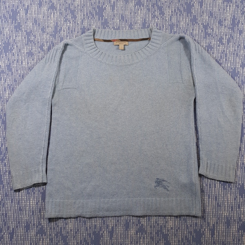 Burberry Brit Sweater Cashmere Womens Small Blue Pullover Knit